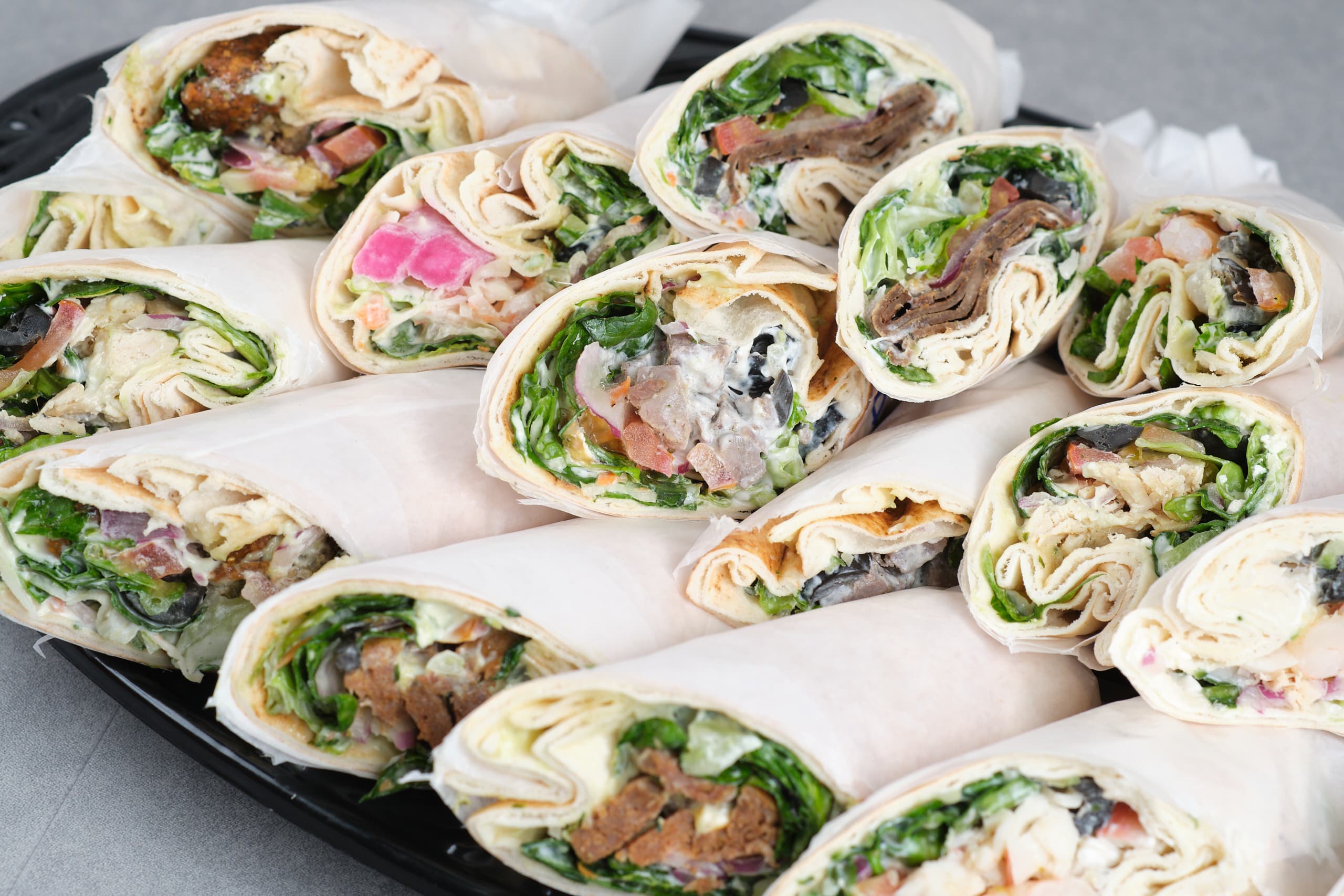 Catering services wraps platter